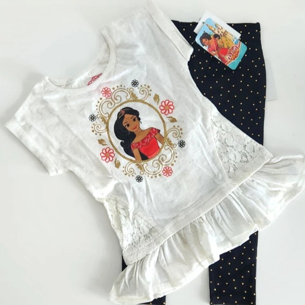 ✨Designer SET Disney Princess ELENA of AVALOR Outfit Top + Crop Leggings 3T NEW